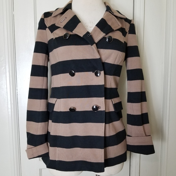 ambition Jackets & Blazers - AMBITION black brown stripe lined jacket blazer cotton